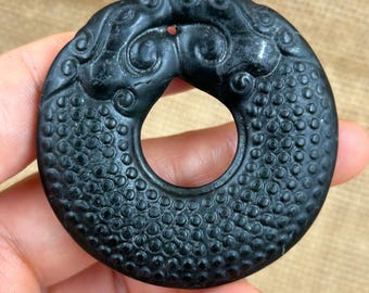 Tibet Hongshan Kultur, Meteorit Eisen Anhänger, Segen Magnet Glasur Charms, alter Jade Schmuck, Good Luck Collection Feng Shui Halskette