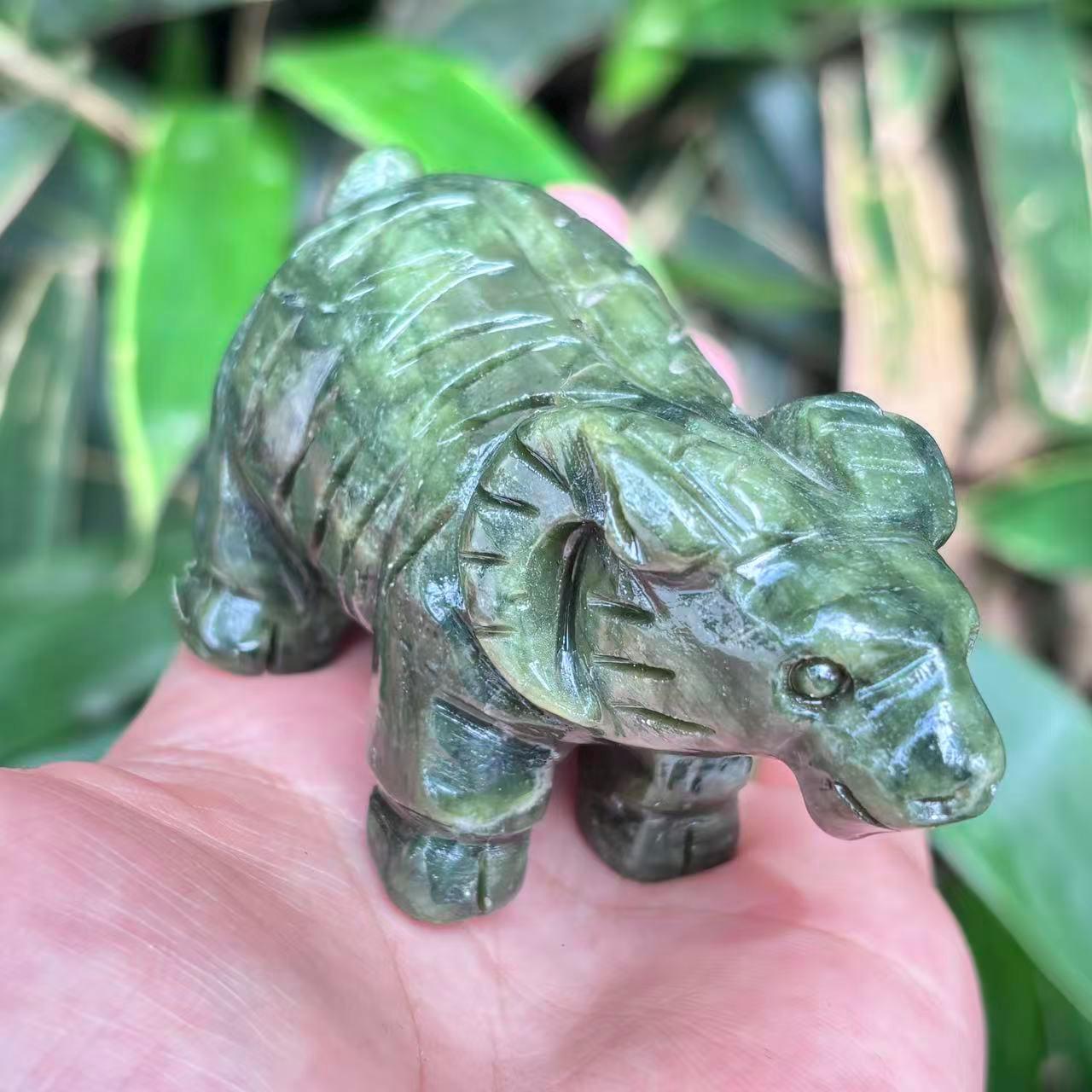 Natural Green Jade Sheep Feng Shui Fortune, Animal Stone Crystal