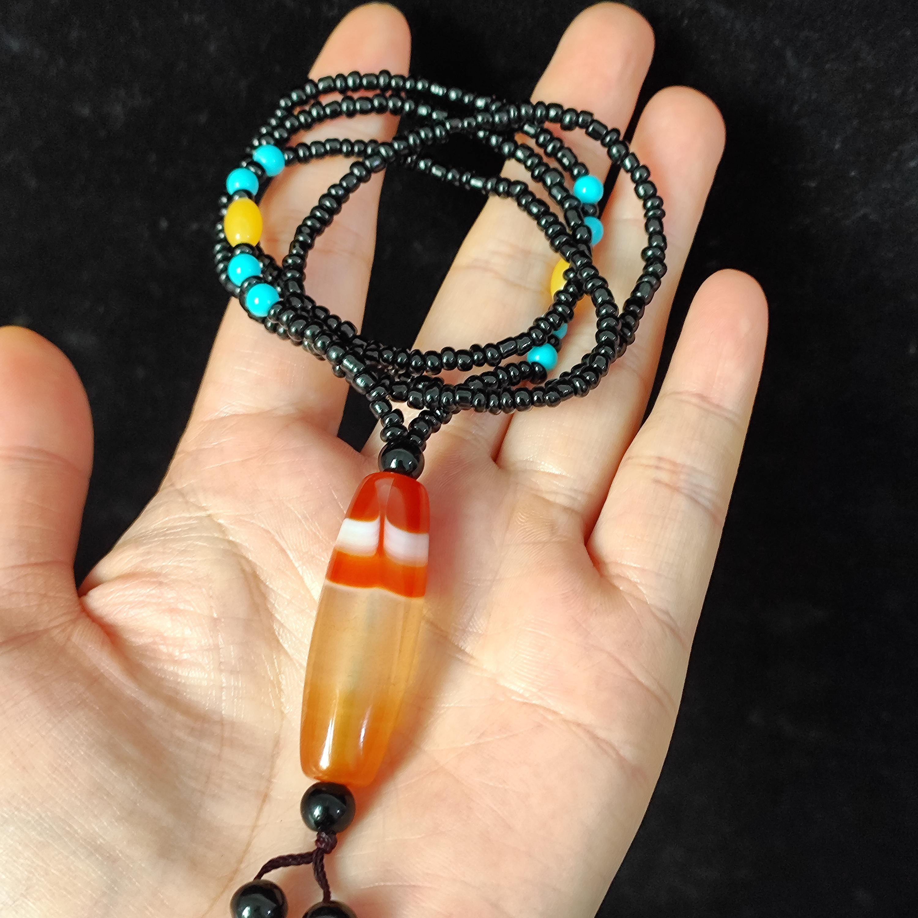 Dzi Beads From Tibet, Necklace, Exquisite Tianzhu Amulet Stone