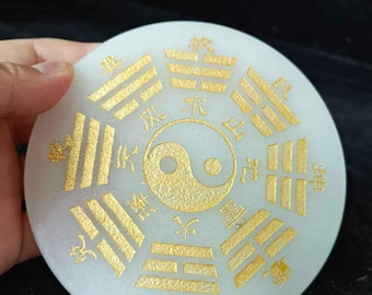 705 Gram Tibet Temple jade Yinyang Bagua Fengshui Symbol Mirror Exorcism Statue  YING-YANG Symbol Chi Evil Blocker Home Decor, Natural finds