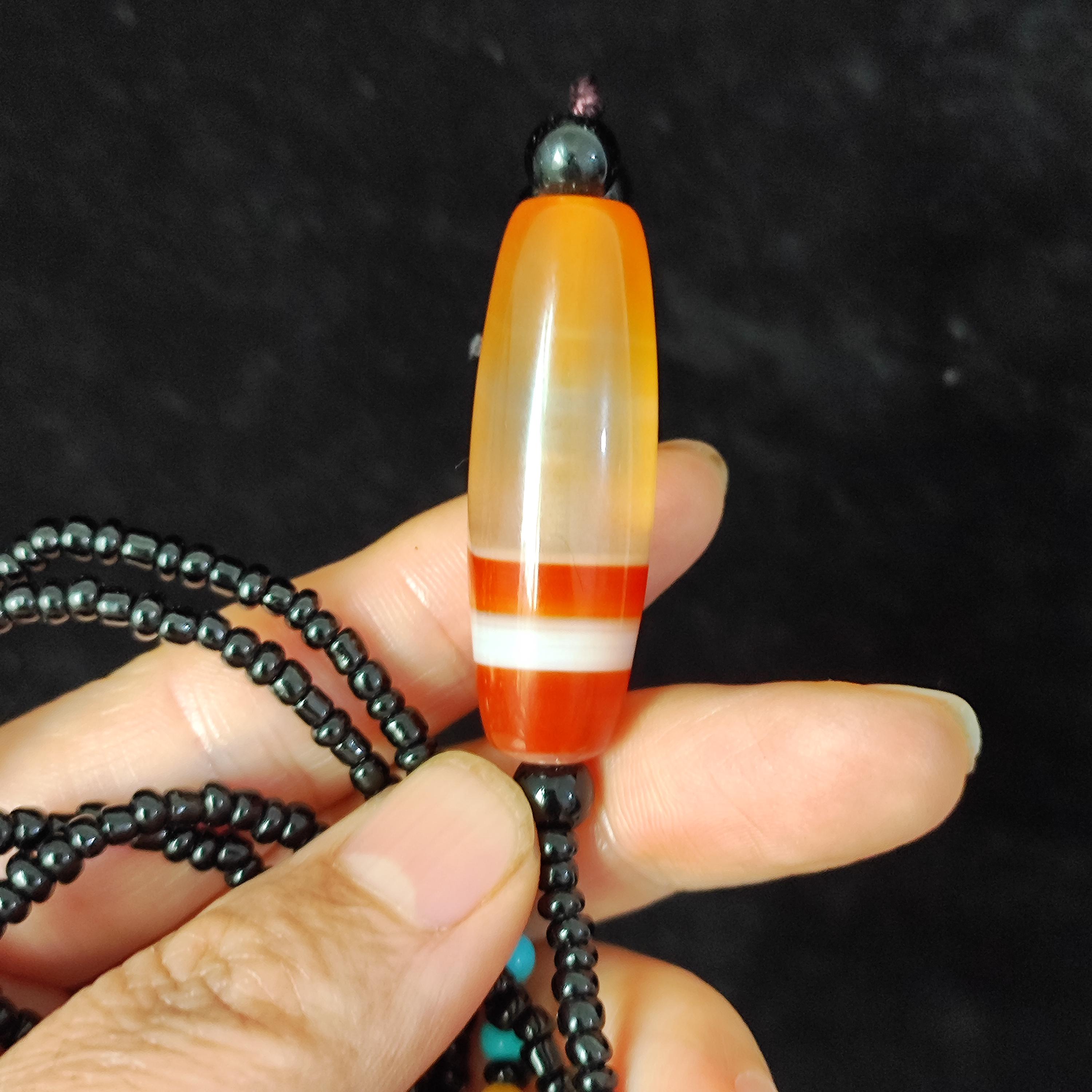 050 The Gzi Beads of Tibet【超希少品】西藏天珠本　！ Dzi Beads From Tibet, Necklace, Exquisite Tianzhu Amulet Stone
