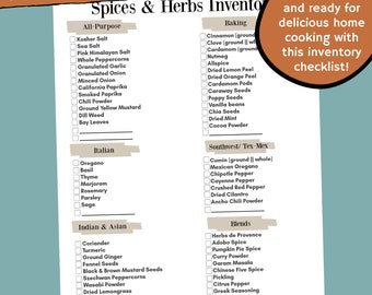 Printable Spice Inventory Checklist