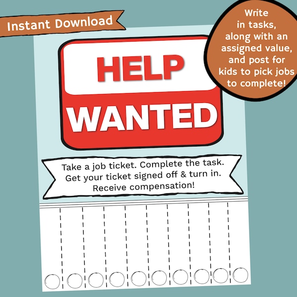 Help Wanted Kids' Job Sign