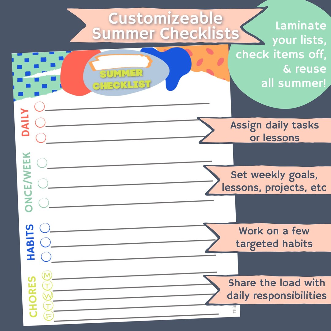 Personalized Checklist Example Customizable Personal Checklists for Daily & Weekly Tasks, Plus Habits ...