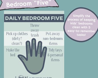 Daily Bedroom Five- Cleaning Checklist for Kids
