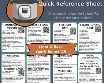 Instant Pot Quick Reference Sheet