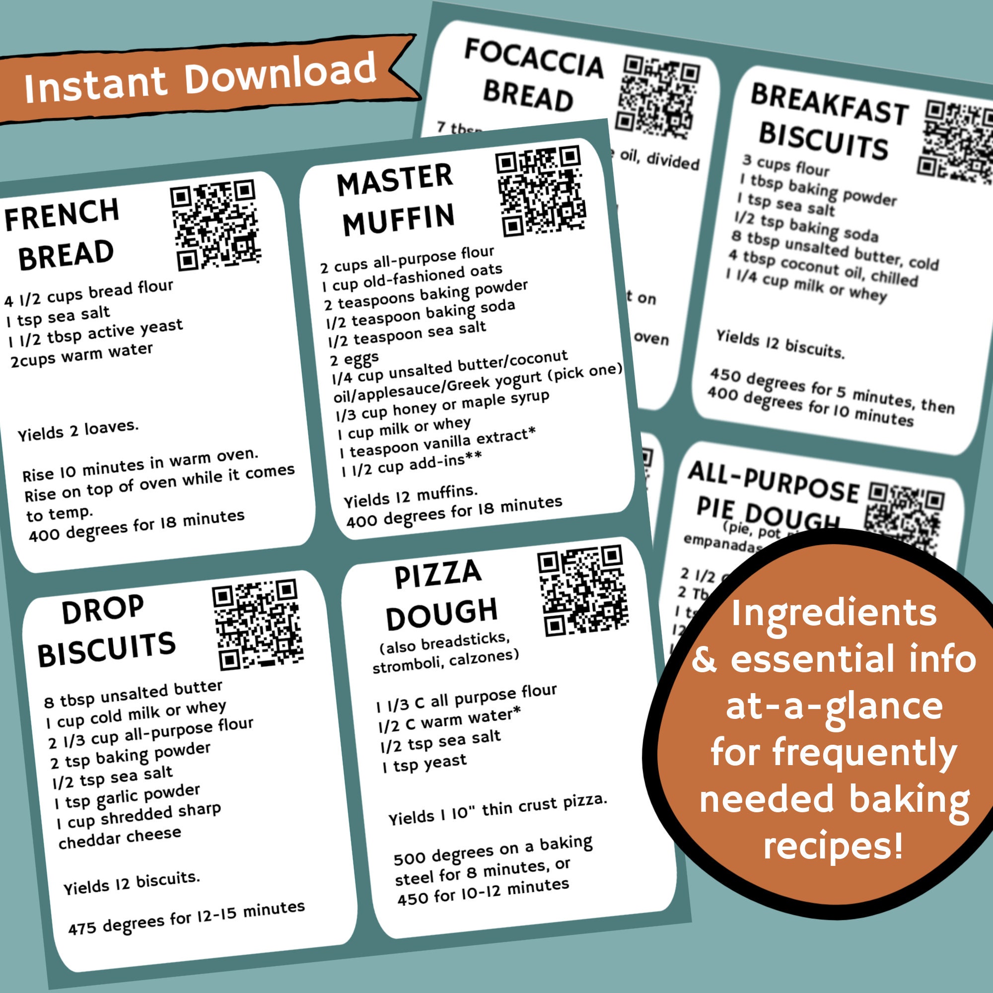 Quick Reference for Baking Recipes - Etsy