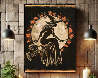 Witchy Decor Halloween Wall Art Printable Vintage Witch Halloween Rustic Halloween Decor Vintage ...