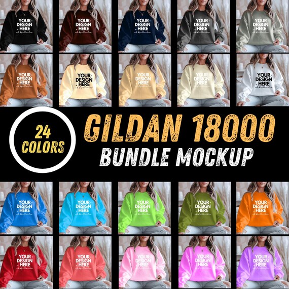 Gildan 18000 Mockup Bundle, G18000 Crewneck Sweatshirt Collection,Popular High-Quality Unisex Sweatshirt Mock-ups,New Shop Bundle-Real Model