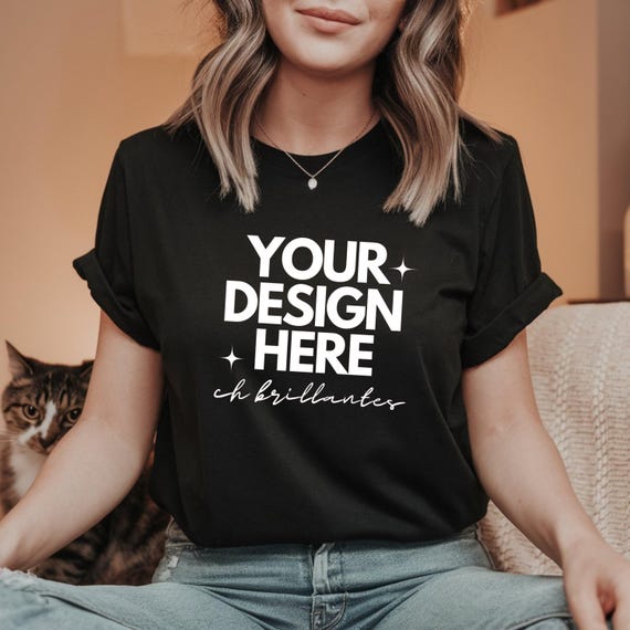 Black Bella Canvas 3001 Mockup Blank Tshirt-3001 T-shirt Mockup Cat Mom Mockup Cat Shirt Mockup Cat Lover Tee-3001 Mockup White Bella Canvas