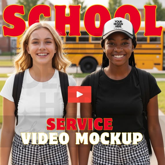 Back to School T-Shirt Video Mockup Service – Realistic Black and White Shirt Models for Girls–Perfect for Custom Apparel & Clothing Brand