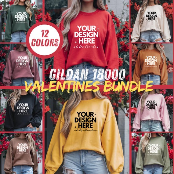 Gildan 18000 Valentines Sweatshirt Mockup Bundle,sweatshirt mock-up Love Day Crew neck mockups,Valentines Sweater Mockup, Real Model Mock
