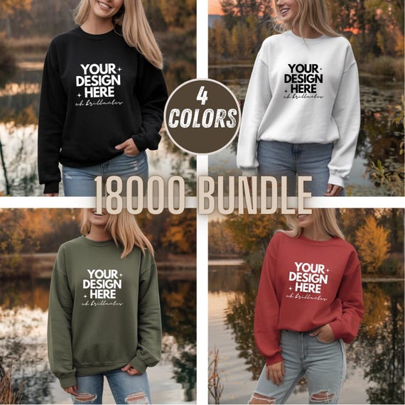 Gildan 18000 Sweater Mockup Bundle Sweatshirt Gildan Mockup Back Oversized Crewneck Model Gildan Christmas Winter Mega Bundle Model Shirt