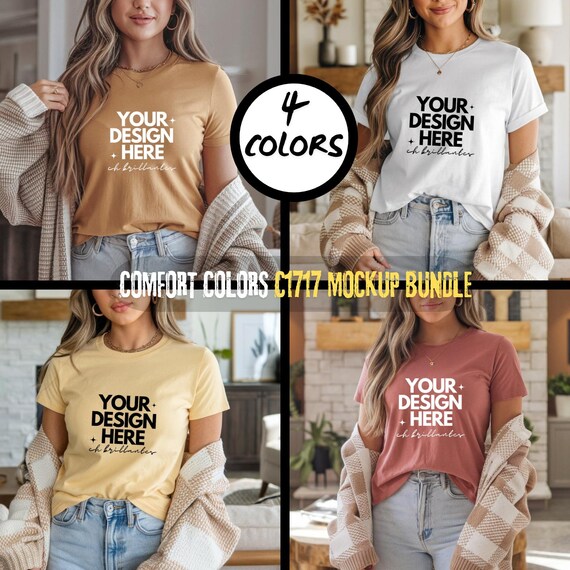 4 Colors Bella Canvas 3001 Mockups, T-shirt Mockup Bundle, 3001 Bella Canvas Bundle, POD Mockup, Best Print on Demand T-Shirt Mockup Bundle