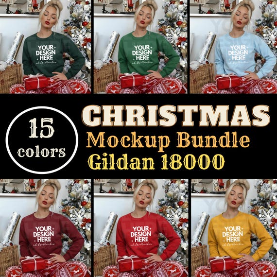 Gildan 18000 Christmas Mockup Pack | 15 Colors