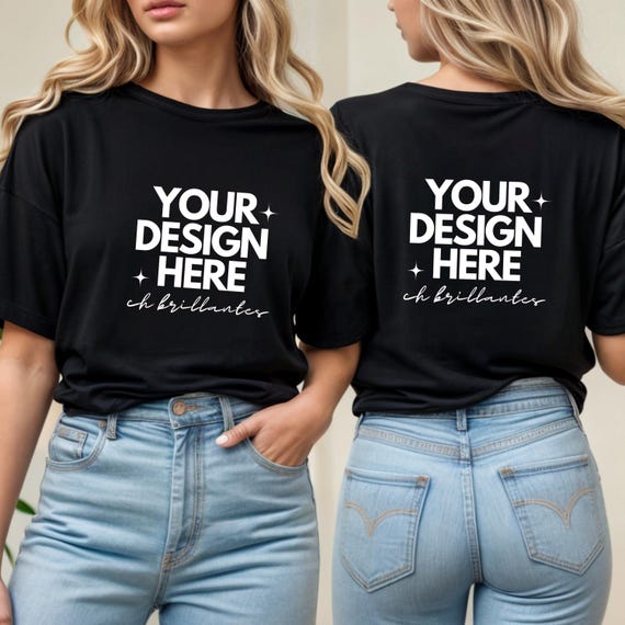 Comfort Colors C1717 Mockup Back,Black Shirt Mockup,1717Black Mockup,Model Mockup-Front and Back Comfort Colors Black Mockup,Backside Mockup