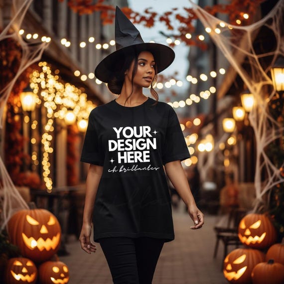 Black C1717 Summerween Mocks Black Shirt Mockup CC 1717 Black T-shirt Mock Fun Spooky Fall Halloween Retro Aesthetic Mock-up Comfort Colors