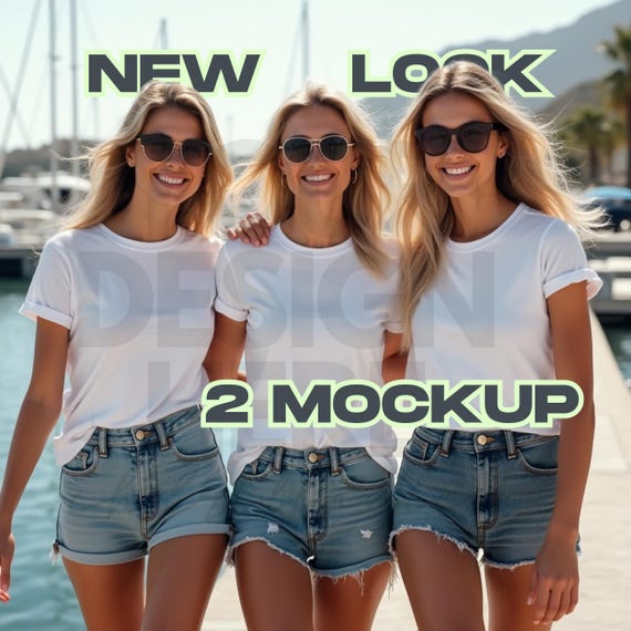 3 Women Bella Canvas 6400 Group Mockup| muckup chinoiserie | Girls Trip Mock Up-Group Mockup Tshirt Girls Cruising Group Cruise Mock Up