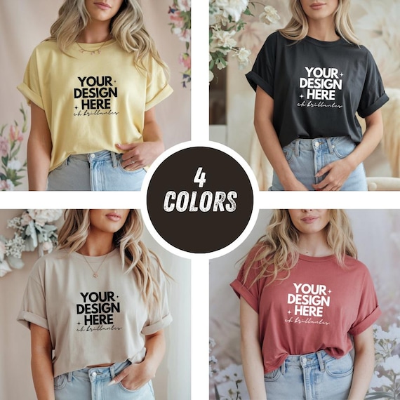 Bella Canvas 3001 Shirt Mockup Bundle | 3001 Model Mockup Bundle | Cozy Boho Bella | Canvas Mock Ups,BC Group Oversized T-shirts Mockups