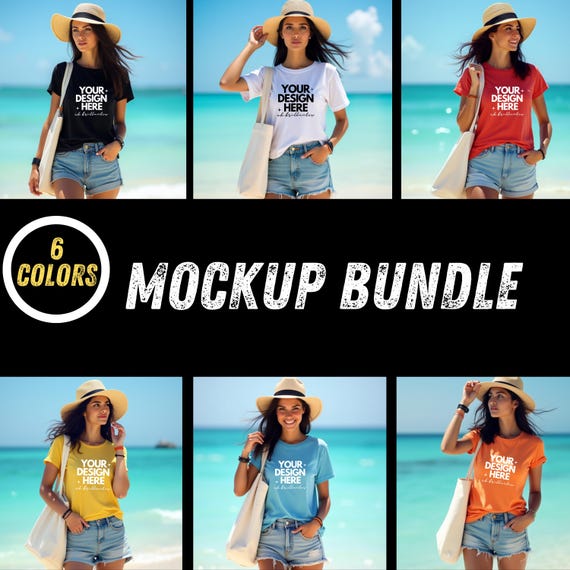 Bella Canvas 3001 Shirt Mockup Bundle |  Canvas Mock Ups-Cozy Boho Oversized T-Shirt Mockups & 3001 Model Mockup Set-Cozy Boho Bella