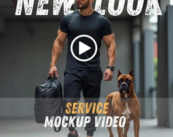 Black T-Shirt Mockup Video-Bella Canvas 3001,T-Shirt Mockup Video,Men&#39;s T-Shirt Mockup video ,T-Shirt Mockup-Realistic Animation-Dog Lovers