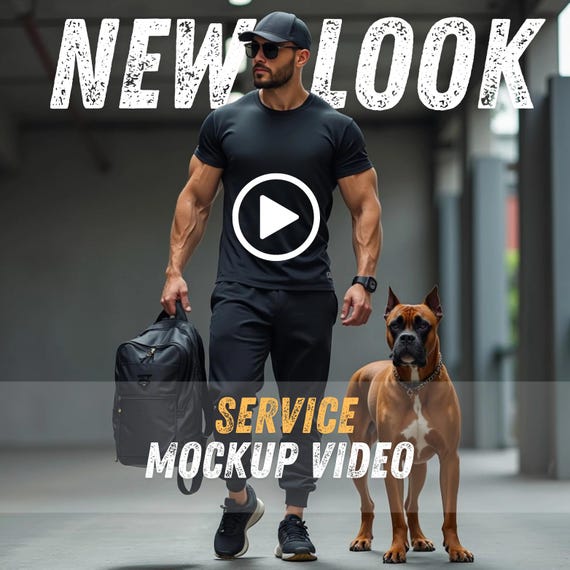 Black T-Shirt Mockup Video-Bella Canvas 3001,T-Shirt Mockup Video,Men's T-Shirt Mockup video ,T-Shirt Mockup-Realistic Animation-Dog Lovers