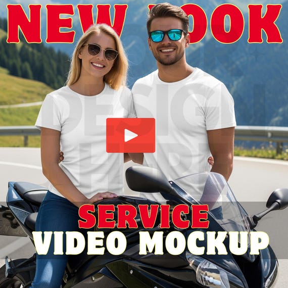 Custom Couple T-Shirt Video Mockup –Biker Lovers Edition- Realistic Animated Preview for Your Designs-Bring Your Designs to Life in Motion