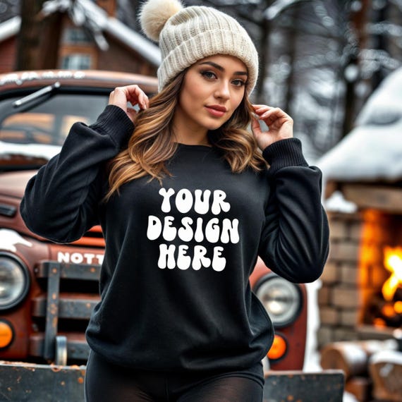 Black Gildan 18000 Mockup-Gildan Sweater Mockup-Christmas Mockup-Sweatshirt Mockup -Womens Sweatshirt Mockup-christmas Mockup-Winter Mockup