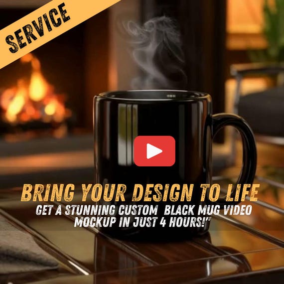 Custom Black Mug Video Mockup – Personalized Coffee Mug Video for Merch, Gifts, Branding & Product Showcases – Fast Digital Delivery