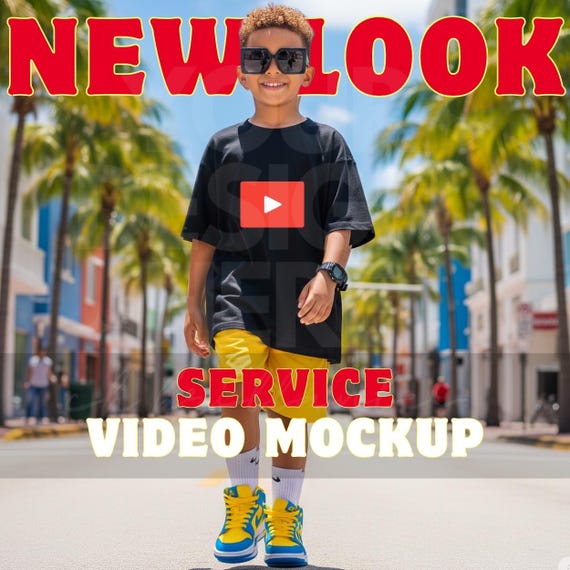 Video Mockup for Birthday Boy & Custom Kids T-Shirts-Black T-Shirt Mockup -Cool Toddler Boy Model in Urban Streetwear-Custom Birthday Shirts