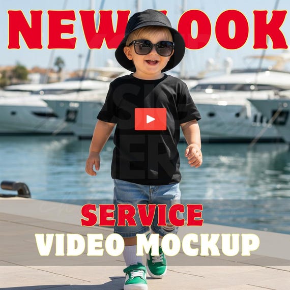 Kids Black T-Shirt Video Mockup-Custom Summer Video Ad for Clothing Brand-Summer Vacation Style-Luxury Video Mockup-Boy T-Shirt Video Mockup