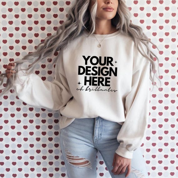 Gildan 18000 Valentines Sweatshirt Mockup Bundle, Valentines Sweater Mockup , Trendy Valentines Day Crewneck Sweatshirt Mock,Real Model