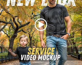 Custom Father and Son Black T-Shirt Video Mockup: Bring your design to life with high-quality, realistic animation. Perfect for Mother&#39;s Day