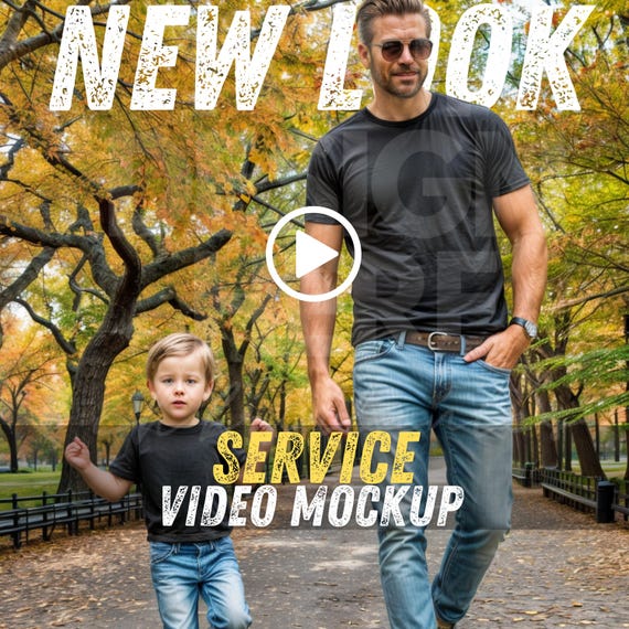 Custom Father and Son Black T-Shirt Video Mockup: Bring your design to life with high-quality, realistic animation. Perfect for Mother's Day