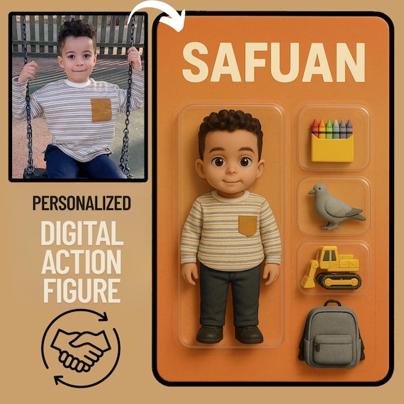 Personalized Action Figure with Your Photo – Collectible Blister Pack with Accessories-Custom Toy Box Portrait / Fun Gift for Him and Her