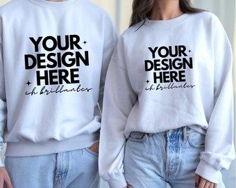 Gildan 18000 Mockup Bundle, Gildan 18000 White Mockup, 18000 Couple Mock, Gildan 18000 Matching Mockups, g180 Mock Up-18000 Couple Mockup