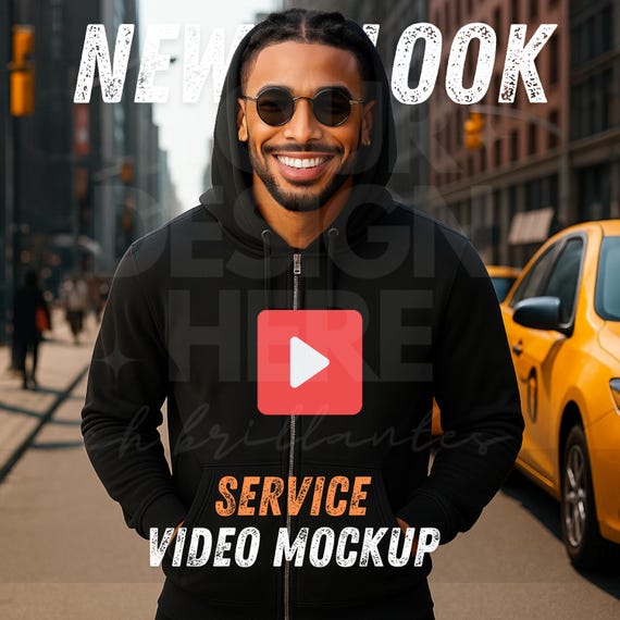 Custom Gildan 18600 Black Full-Zip Hoodie Video Mockup-Custom Video Service- Full-Zip Hoodie Video Mockup-Mockup of real model-Casual Trendy