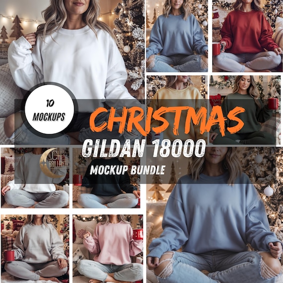 Real Model Mock Gildan 18000 Mockup Bundle,Gildan 18000 Sweatshirt Christmas Mockup Bundle Gildan Mockup Bundle Instant Download