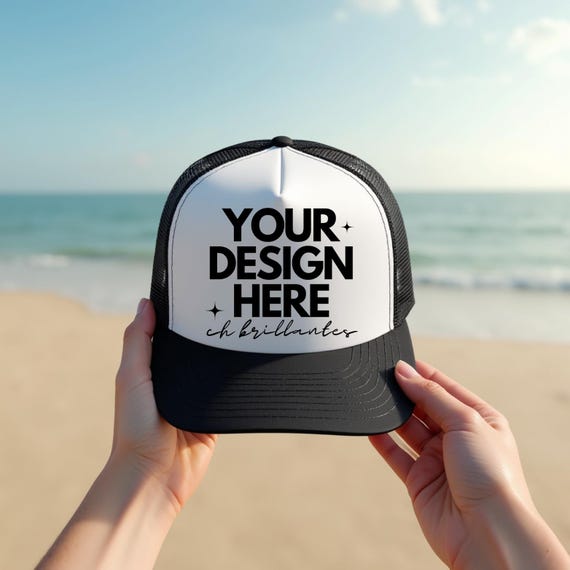 black trucker cap mockup printify basebal-l cap mockups hat mock ups-black white trucking hat mock up blank caps sublimation svg AI download