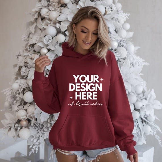 Gildan 18500 Mockup Bundle-Custom Hoodie Mockups for Women – Stylish and Modern Christmas Designs, Perfect for Promoting Your Brand Quickly