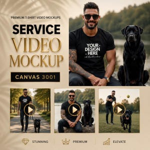 Black T Shirt Video Mockup-Bella Canvas 3001,Gildan USA,T Shirt Mockup Video,Man T Shirt Mockup,TShirt Video Mockup-Realistic Animated