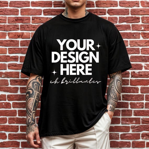 Bella Canvas 3001 Black Tshirt Mockup |Real Model Mock | Simple Aesthetic Mens Bella Canvas 3001 Shirt-3001 Mens Black T-shirt Mock-up