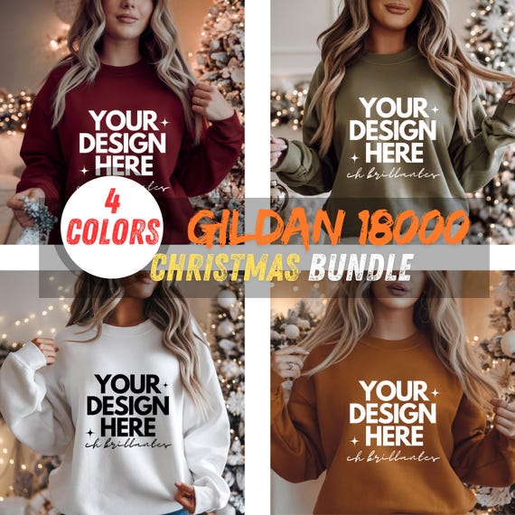 Gildan 18000 Mockup Bundle, Sweatshirt Crewneck Mockup Bundle Print On Demand, Apparel Mockup Bundle-Gildan Mockup Bundle Instant Download