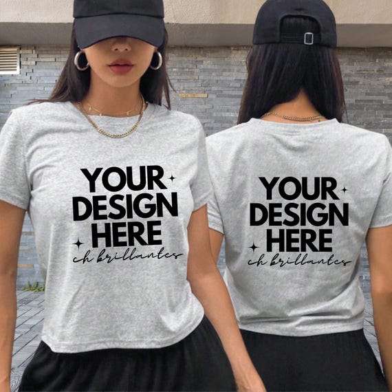 Gildan 64000 Sport Gray T-Shirt Mockup | Front & Back, Oversized Fit, Digital Download, Minimal Split View Design-Split View Minimal Shirt