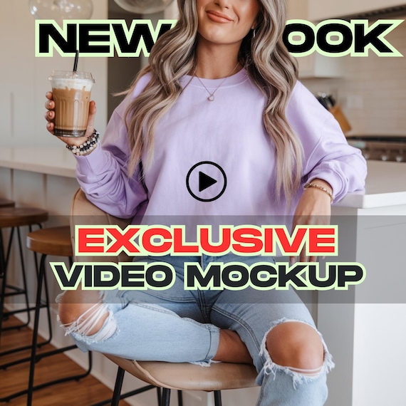 Light Pink Gildan 18000 Sweatshirt Video Mockup | Cozy Aesthetic | High-Quality HD-Trendy Oversized Fit | Perfect for Etsy & Print-on-Demand