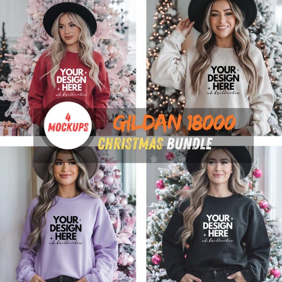 Gildan 18000 Mockup Bundle- Apparel Mockup Bundle-Hoodie Crewneck Mockup Bundle Print On Demand-Real Model Mock |Mockup Bundle