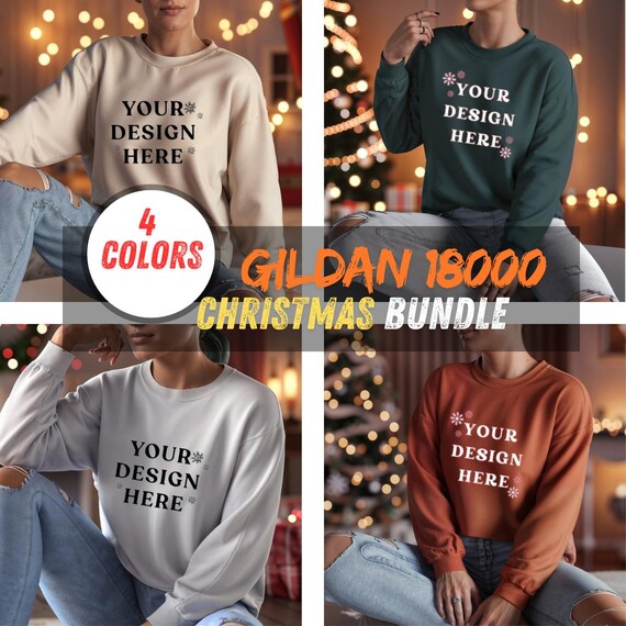 Gildan18000 Sweatshirt Christmas Mockup Bundle-Gildan Mockup Bundle Instant Download-Sweatshirt Crewneck Mockup Bundle Print On Demand