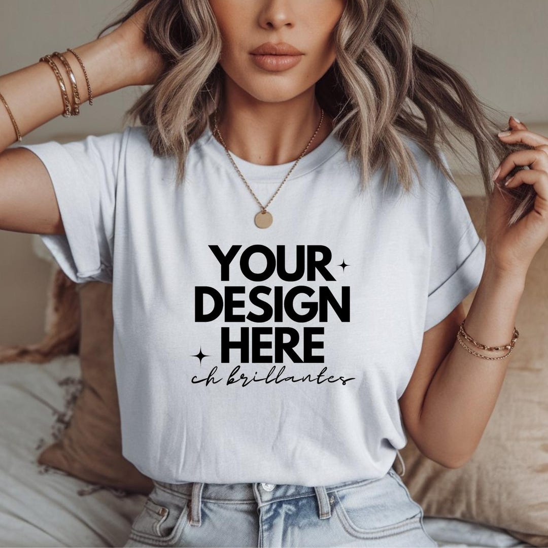 White Bella Canvas 3001 Shirt Mockup ,white Tee Mock White 3001 Real ...