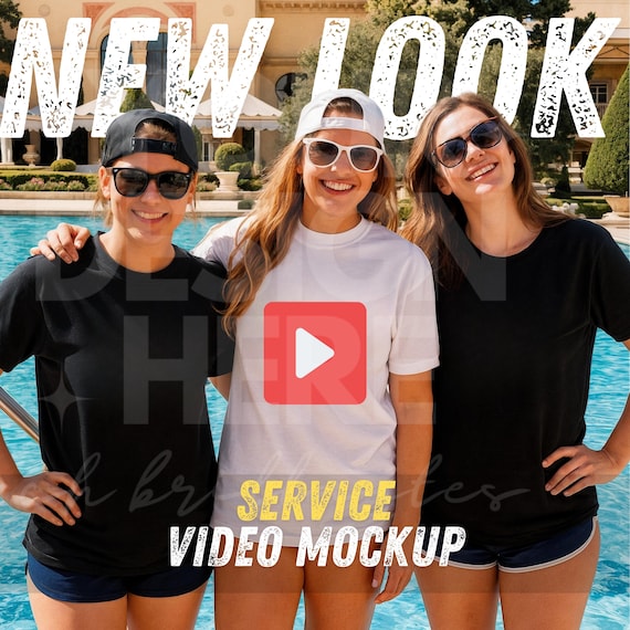 Custom Black and white T-Shirt Video Mockup-Bella Canvas 3001-Gildan USA-Bachelorette Party| Personalized Video Service-T Shirt Mockup Video