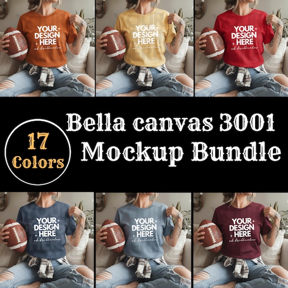 Bella Canvas 3001 T-shirt Mockup Bundle,Women's Soccer Mockup